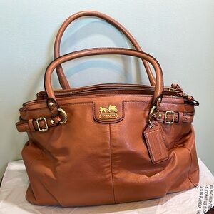 Coach Tan Leather Shoulder Bag with Gold Accents. Very gently used